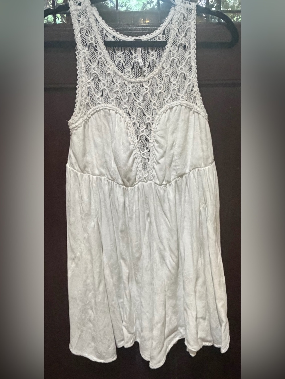 Free People White Crochet Yoke Dress